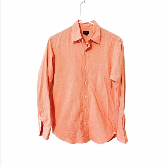 J.Crew orange/white gingham button down shirt XS